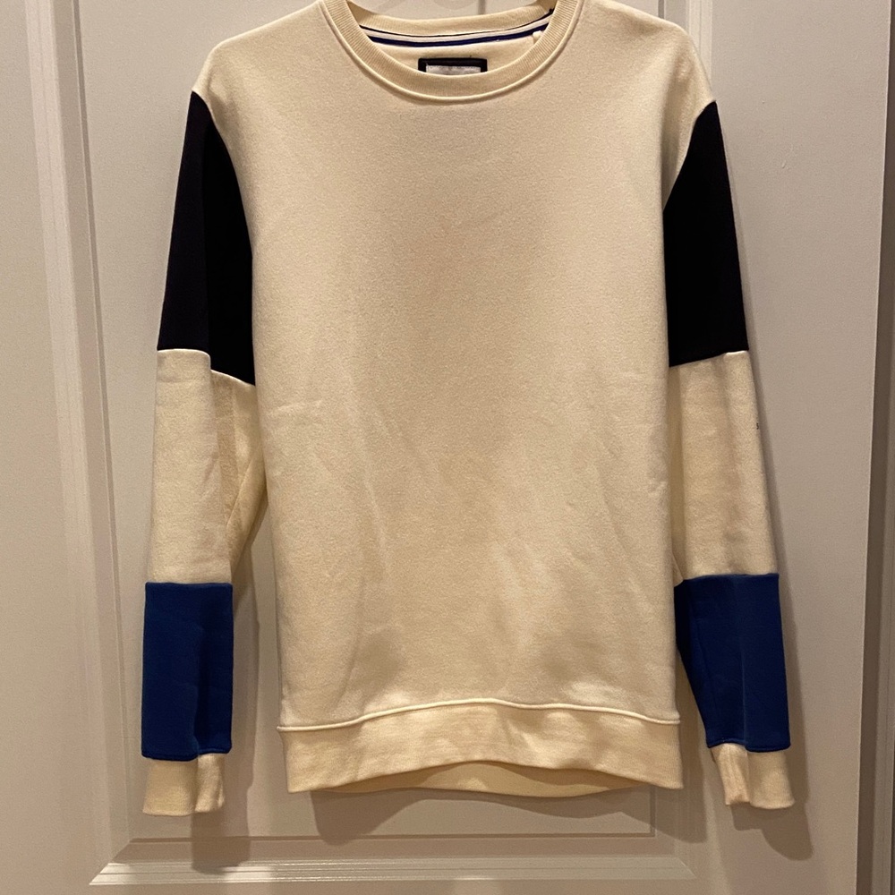 Stylish Cream and Blue Crewneck Sweater